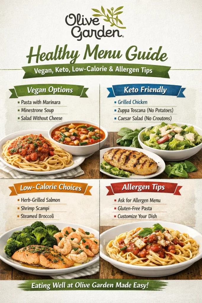 FAQs 1 FAQs Olive Garden Healthy Menu Guide: Vegan, Keto, Low-Calorie & Allergen Tips